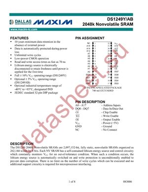 DS1249Y-100 datasheet  